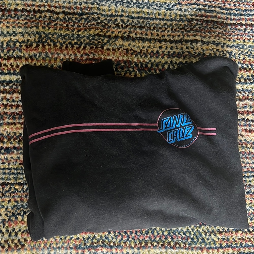 Santa Cruz Black Sweatshirt with Pink and Blue Logo